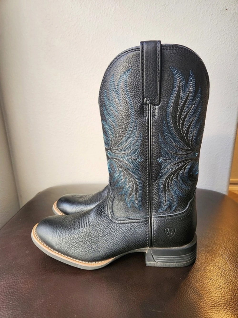 ARIAT Cowhide Western Boots 10 B Blue Black